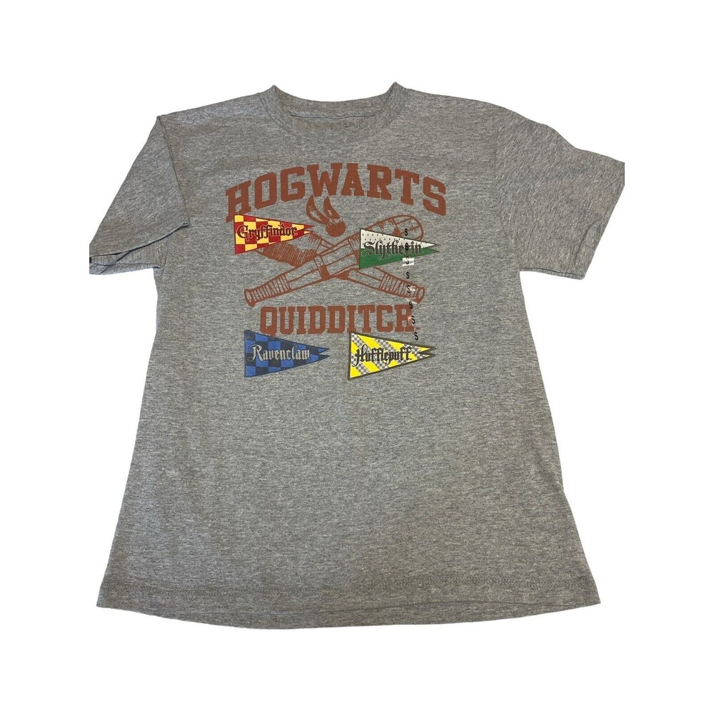 New Harry Potter Hogwarts Graphic Houses Tee Unisex Gray T-shirt - NWT Size Sm